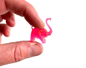 vintage plastic tiny neon pink elephant charm