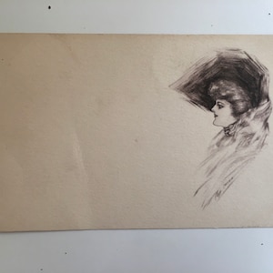 vintage old postcard of nouveau woman