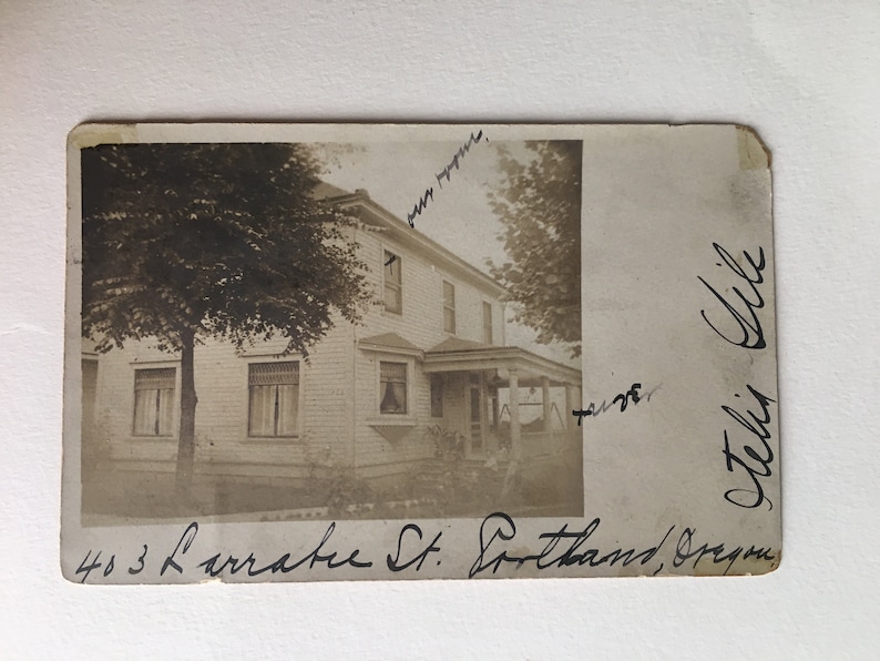 incredible antique postcard from 403 larrabee st in portland oregon sender includes note marking their room in picture