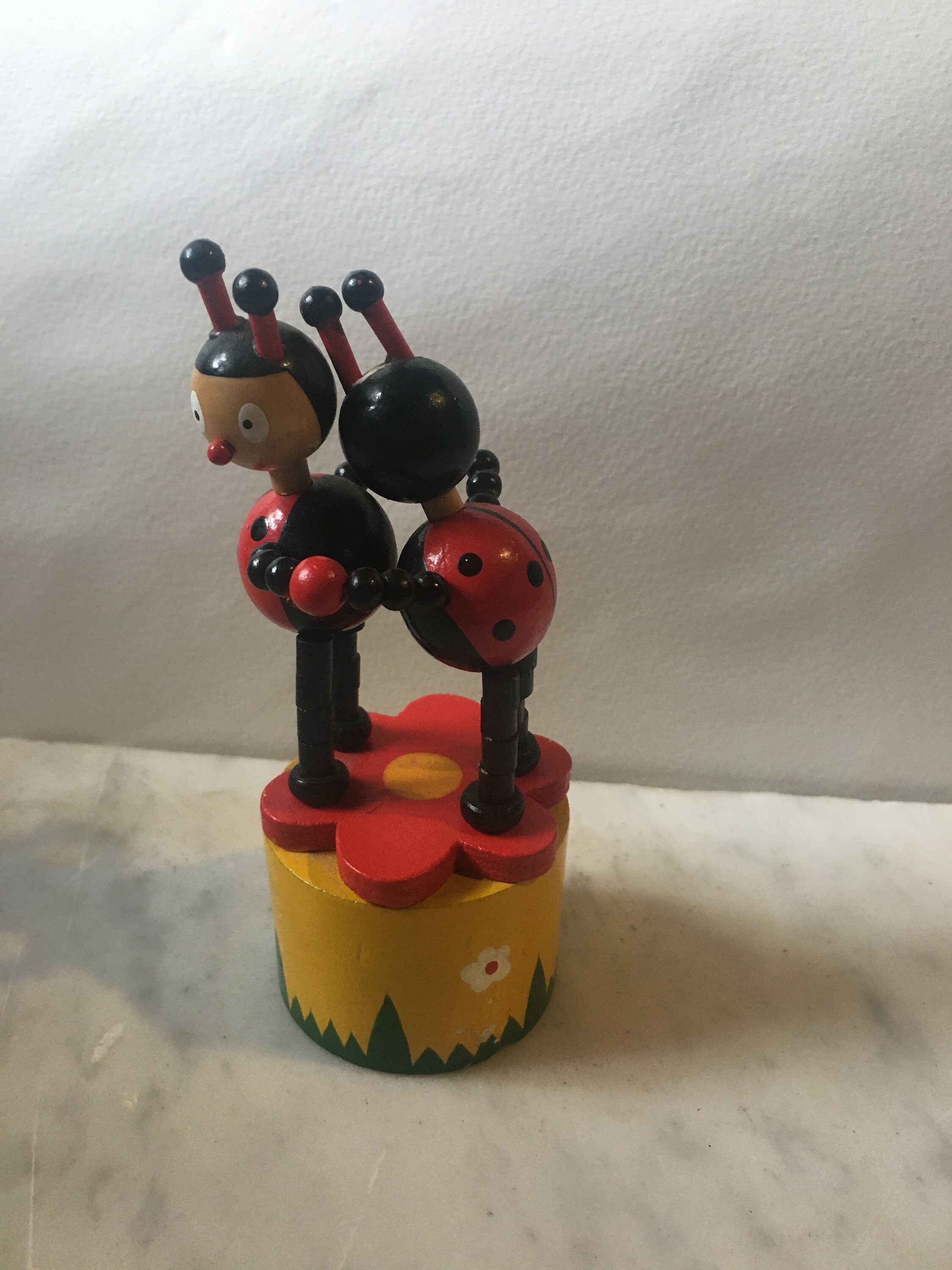 Two wooden lady bugs collapsible toy Etsy