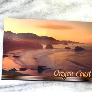 vintage oregon coast postcard with rocky shores