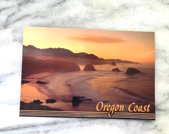 vintage oregon coast postcard with rocky shores