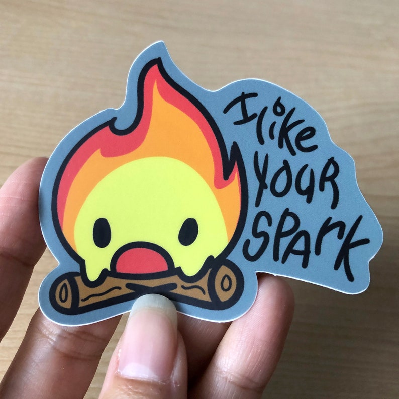 Calcifer inspired vinyl stickerI like your spark stickercute fire vinyl stickercute Calcifer stickerchibi fire sticker