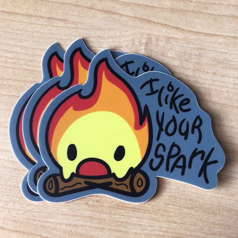 Calcifer inspired vinyl stickerI like your spark stickercute fire vinyl stickercute Calcifer stickerchibi fire sticker