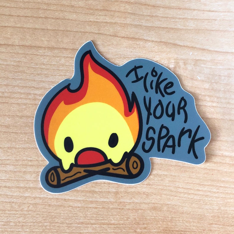 Calcifer inspired vinyl stickerI like your spark stickercute fire vinyl stickercute Calcifer stickerchibi fire sticker