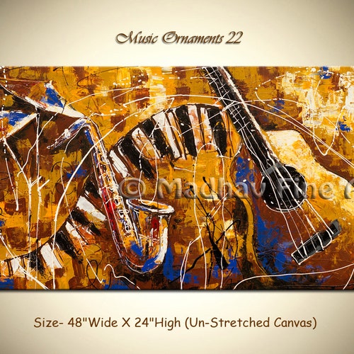 Abstract Music Painting Modern Guitar Contemporary Original Etsy