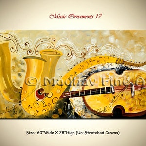 Large Abstract Acrylic Painting, Large Music Instruments Painting ...