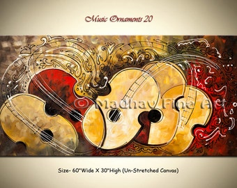 Abstract Guitar Painting – Modern Music Art, Large Canvas (60x30)