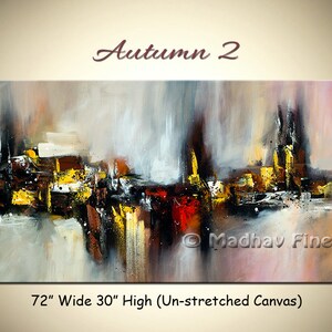 Gran cuadro abstracto de otoño, arte mural colorido (183 x 76 cm)