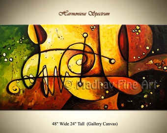 Abstract Acrylic Painting, Large Canvas Art, Modern Contemporary (48x24)