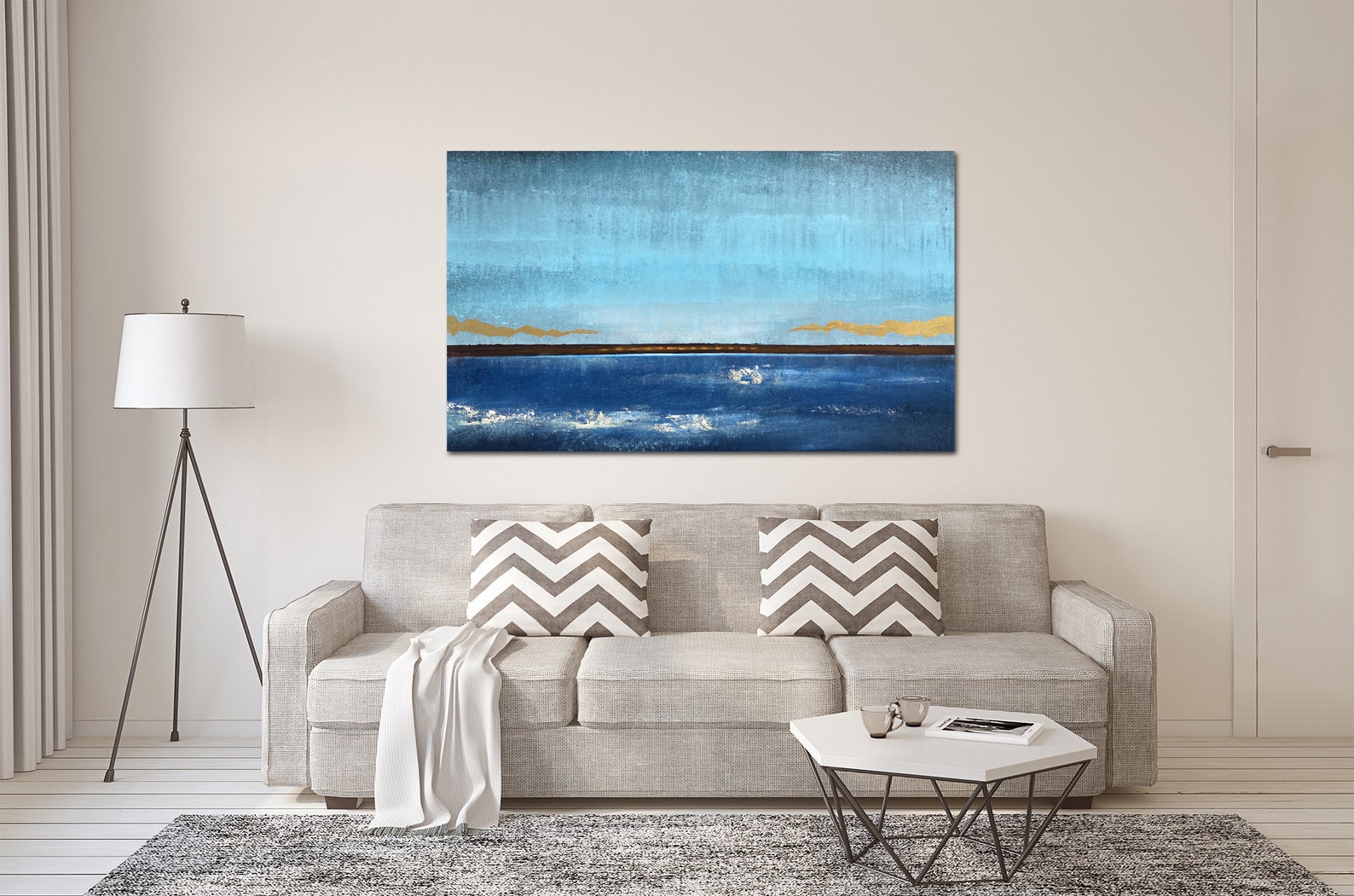 Seascape Ocean Painting Abstract Painting. Blue Wall Art | Etsy