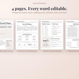 Wedding Planner Spreadsheet and Wedding Newspaper Program Bundle, Budget Tracker, Google Sheets & Slides, Excel, PowerPoint image 5