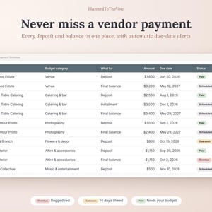 Wedding Project Planner Spreadsheet, Budget Tracker, Guest List, Payment Schedule (Digital Download), Google Sheets & Excel image 2