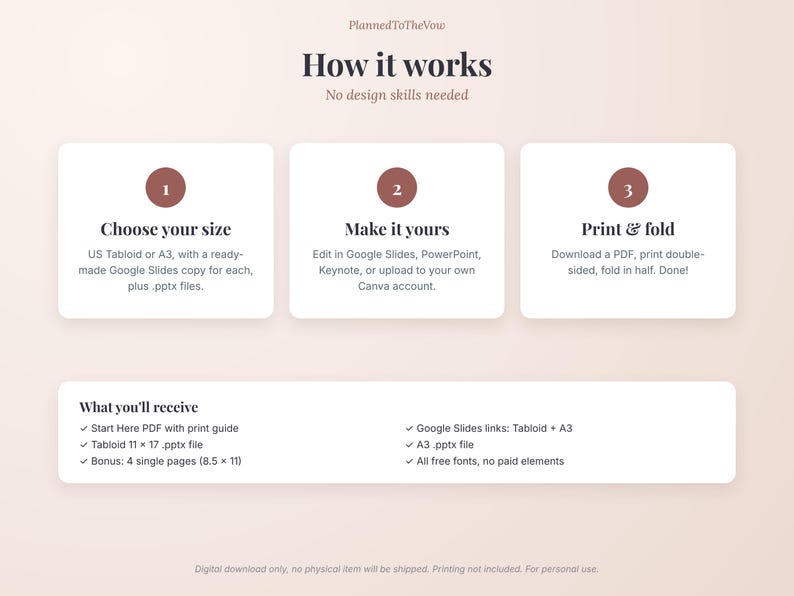 Plantilla de programa de periódico de boda, Newlywed Times editable, Google Slides y PowerPoint, Tabloide y A3, Juegos de boda imagen 5