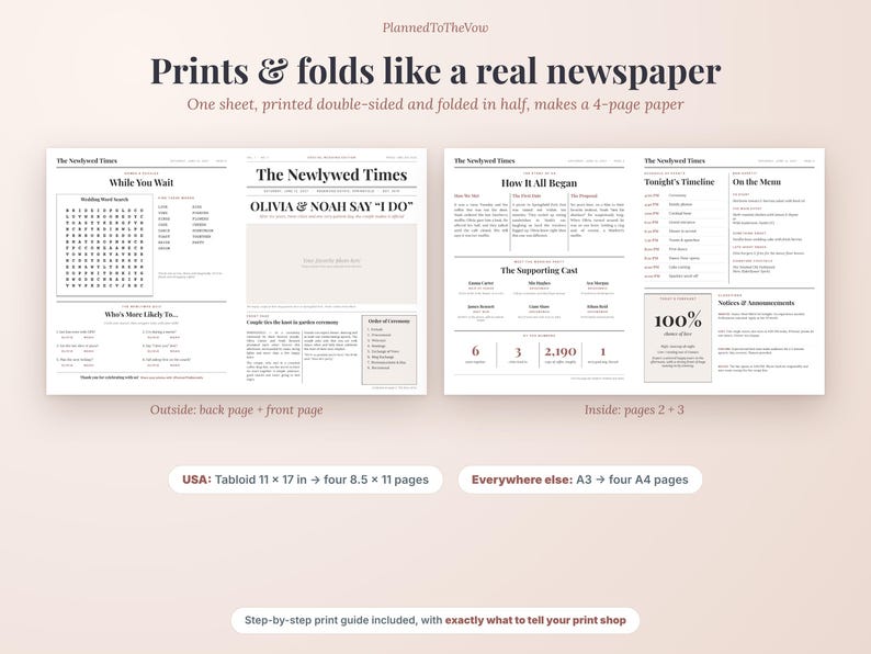 Wedding Planner Spreadsheet and Wedding Newspaper Program Bundle, Budget Tracker, Google Sheets & Slides, Excel, PowerPoint image 4