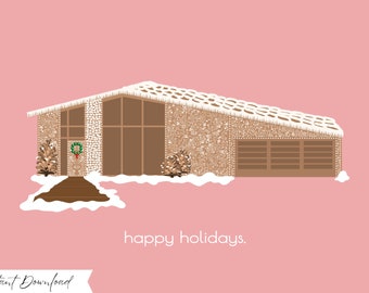 PRINTABLE* Midcentury Modern Gingerbread House Christmas Holiday Card - INSTANT DOWNLOAD