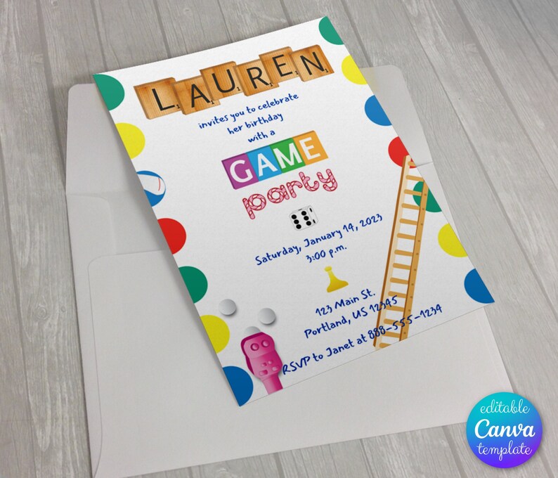 Editable Game Night Invitation Canva Template DIGITAL DOWNLOAD - Etsy