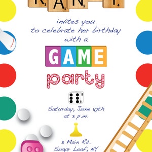 Printable Game Night Party Invitation image 2