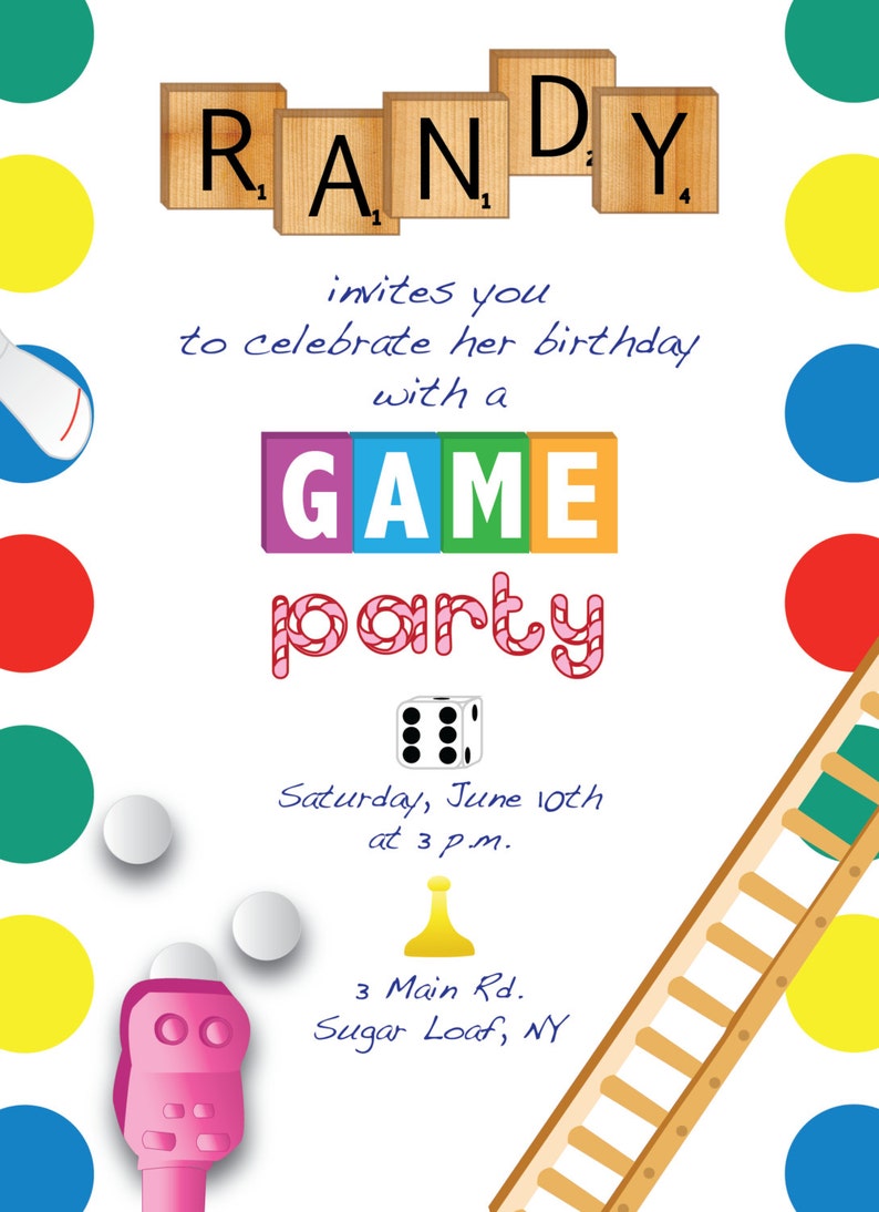 Printable Game Night Party Invitation image 2