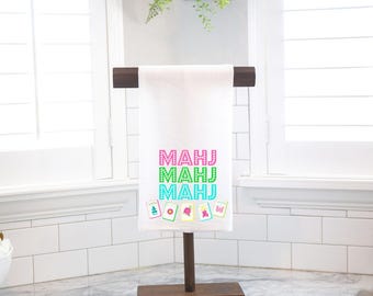 Mahjong Mahj Flour Sack Tea Towel – Hostess Gift- Preppy
