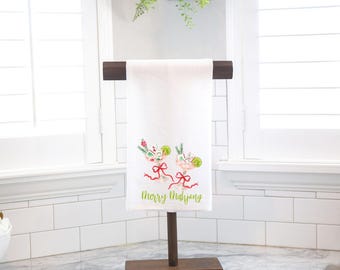 Merry Mahjong Cocktails Flour Sack Tea Towel - Hostess Gift