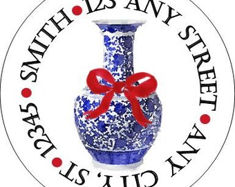 Chinoiserie Ginger Jar Christmas Stickers, Personalized Address Labels