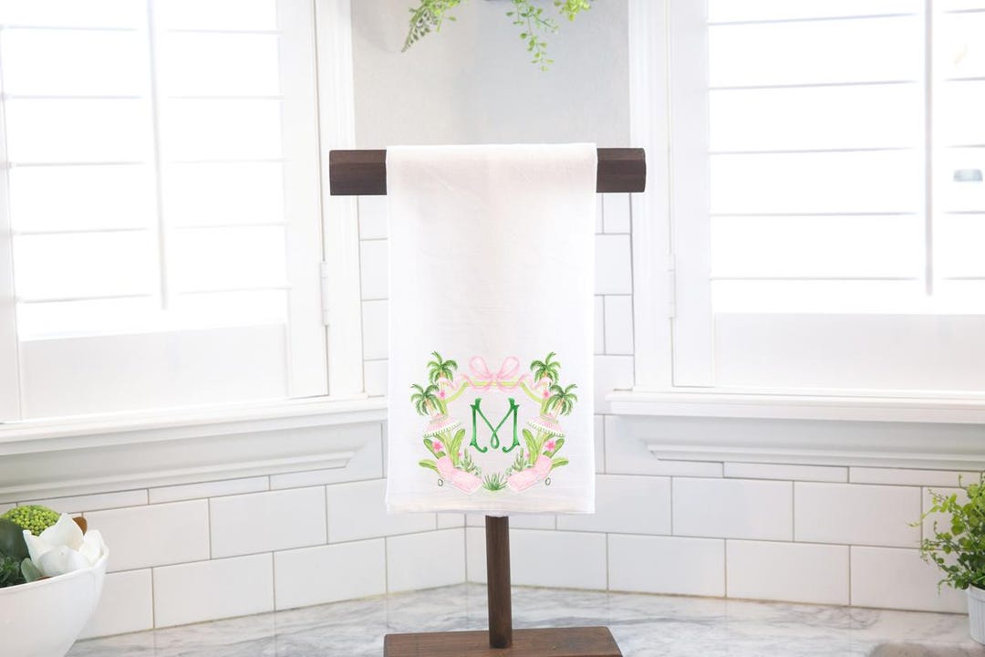 Personalized Custom Chinoiserie Palm Beach Crest, Flour Sack Tea Towel ...