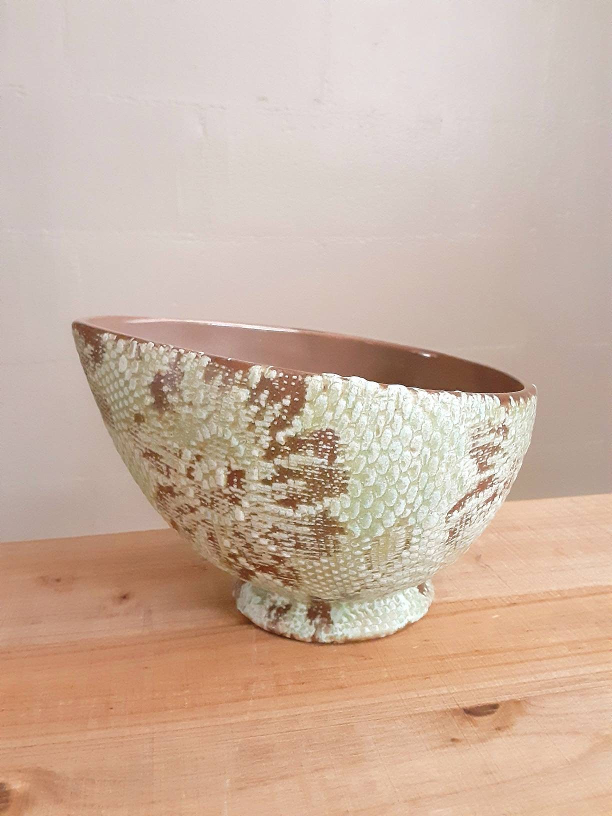 Vintage Studio Pottery Embossed Planter Etsy