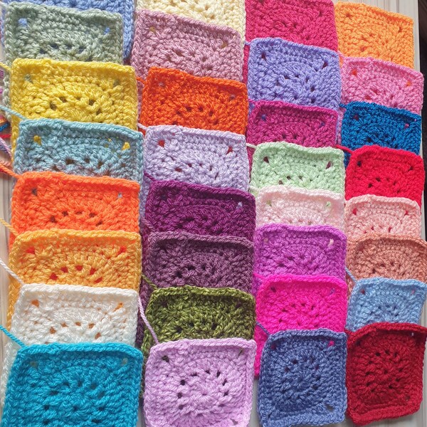 set of 32 crochet squares. 3 1/2 inches