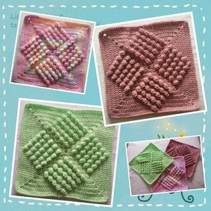 Bobble granny square pattern 1