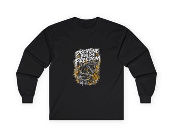 Discipline Builds Freedom Serpent Long Sleeve Tee, Distressed Gold Splatter