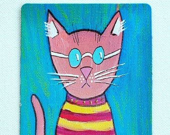 Art Magnet "Hipster Cat 2" Cat Art 3.5" x 5"