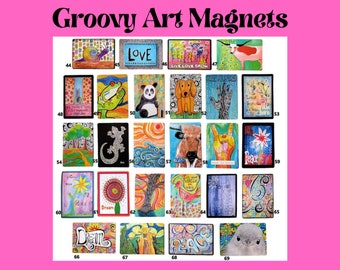 Groovy Art Magnets on Vinyl - Choose from 69 Vibrant Designs - 3.5" x 5" Stocking Stuffers