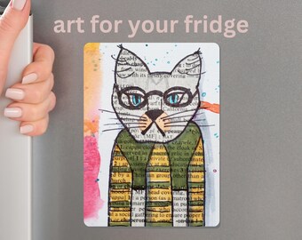 Grumpy Cat Art Magnet, Vinyl Kitchen Decor (3.5" x 5")