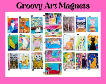 Groovy Art Magnets on Vinyl - Choose from 69 Vibrant Designs - 3.5" x 5" Stocking Stuffers