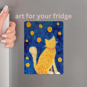 Cat Art Cute Fridge Magnet Vinyl Kitchen Art Star Cat Gift for Cat Lover Cat Mom Cat Dad Christmas Gift Stocking Stuffer 3.5" x 5"