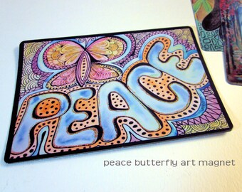 Art Magnet Peace Butterfly 3.5" x 5"