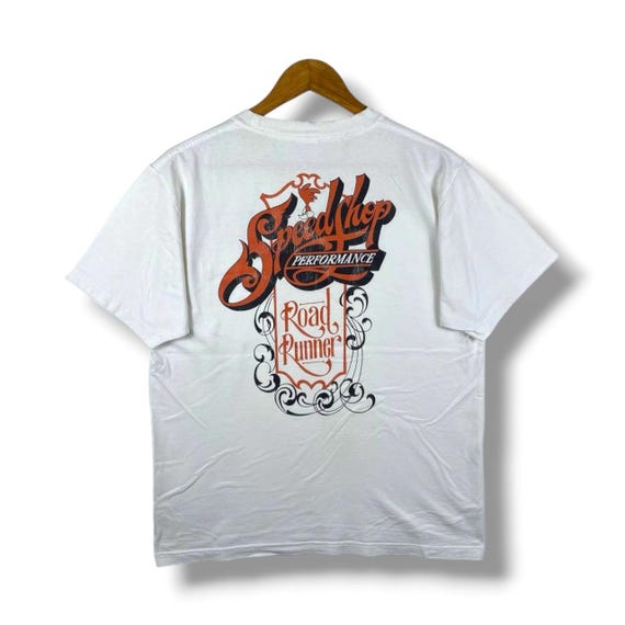 Sugar Cane, Rare!! Distressed CHESWICK By SUGAR CANE Road Runner Speedshop Tee Shirt Medium Size