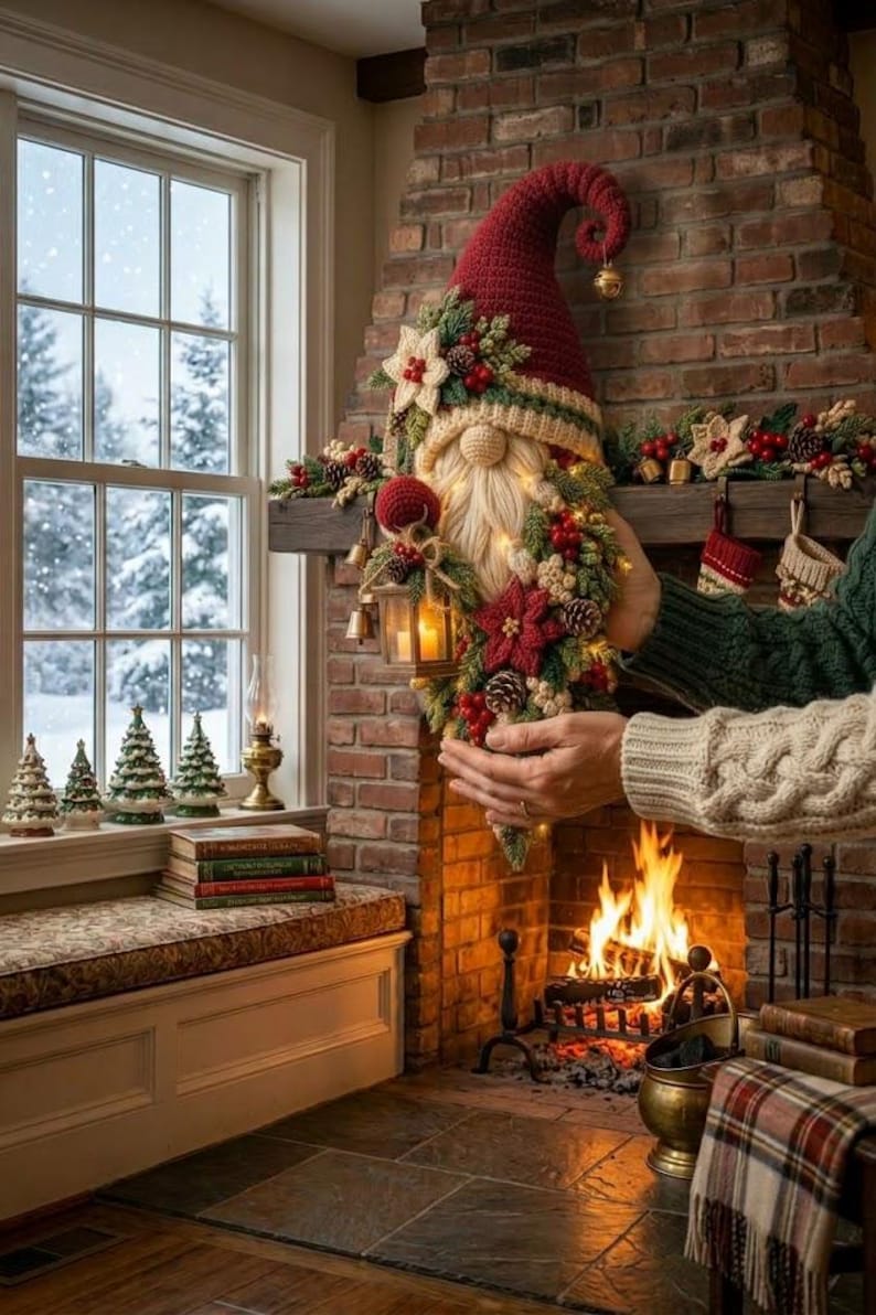 Crochet Gnome Door Swag Pattern PDF - Winter Botanical Christmas Door ...