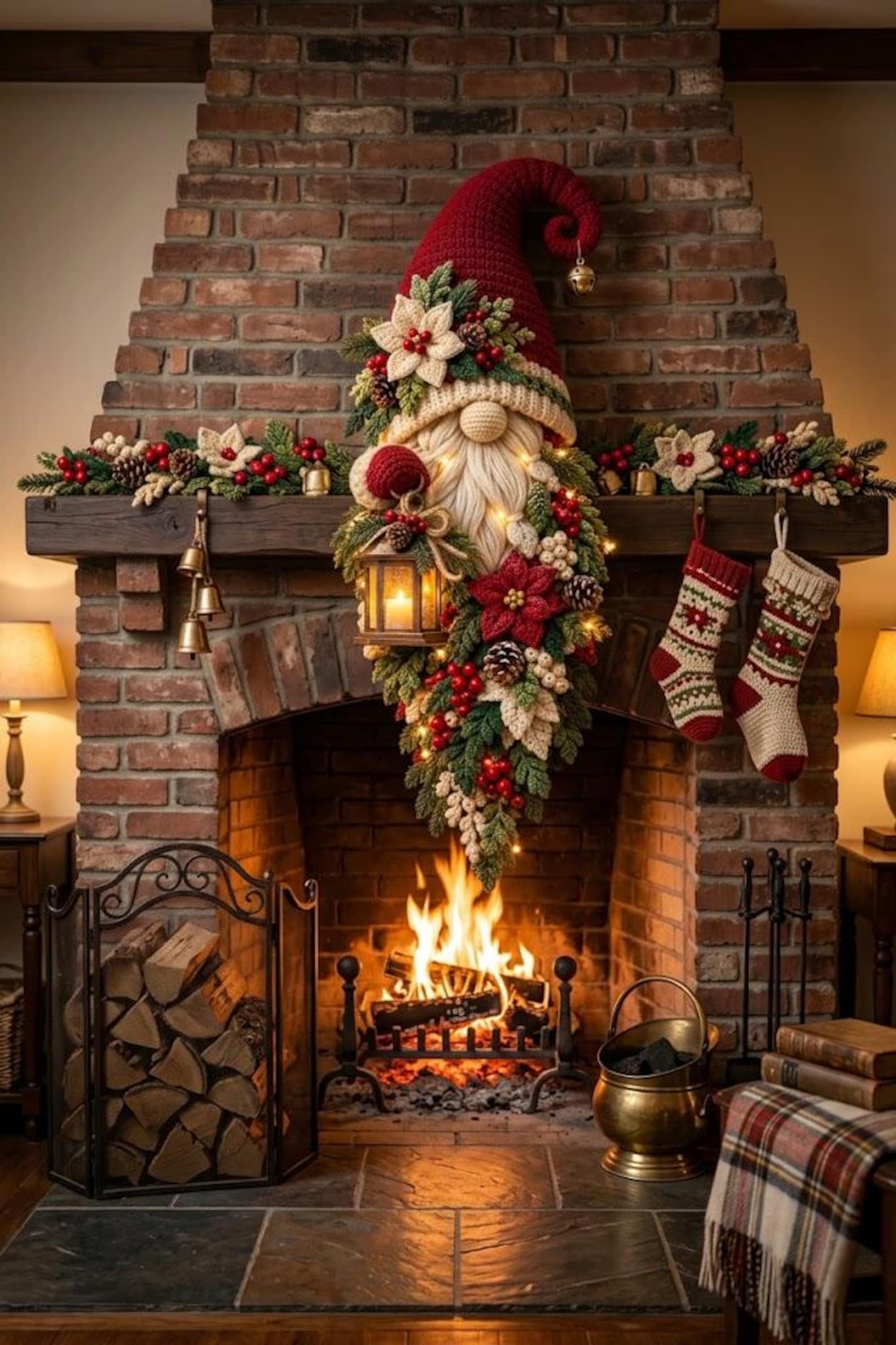 Crochet Gnome Door Swag Pattern PDF - Winter Botanical Christmas Door ...