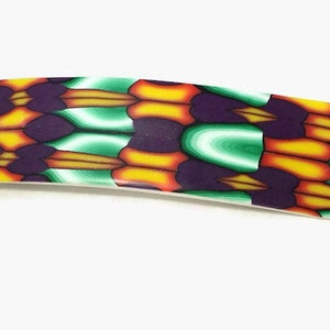 Unique Abstract Barrette, 3 inch barrette, polymer clay barrette, orange green hair clasp, purple barrette, french clip barrette, multicolor