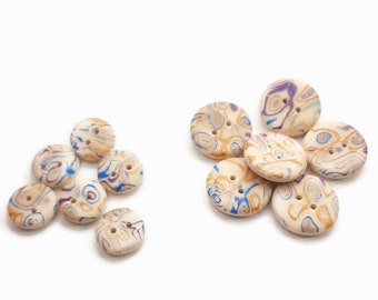 Cream White Buttons, 20mm button, 15mm button, polymer clay buttons, abstract design buttons, copper buttons, elegant design, elegant button