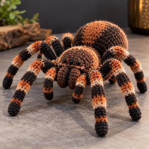 Tarantula Crochet Pattern PDF, Mexican Red Knee Spider Amigurumi, Spider Plush Crochet Pattern, Halloween Decor, Arachnid Gift