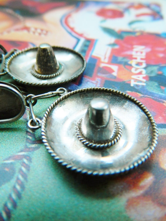 Huge Vintage Sterling Silver Sombrero Earrings / … - image 8