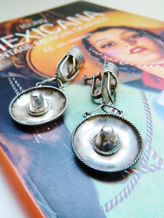 Huge Vintage Sterling Silver Sombrero Earrings / … - image 5