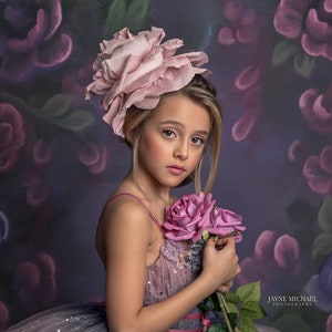 Large paper flower headpiece. Fashion photo shoot hair accessory. Giant 2-tone rose. Alice in Wonderland Halloween rose costume (8” wide).