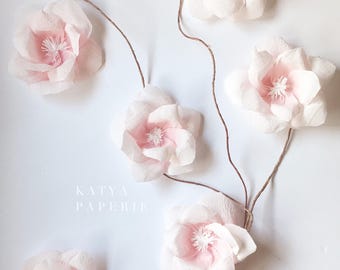 Paper magnolia decor. Nursery wall paper flower. Girl baby shower. Ombré pink flower. Flower backdrop
