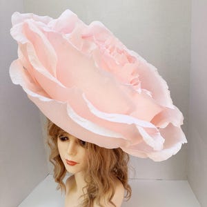 Giant paper flower headpiece. Fashion photo shoot hair accessory. Giant rose hair pin. Alice in Wonderland Halloween rose costume accessory.