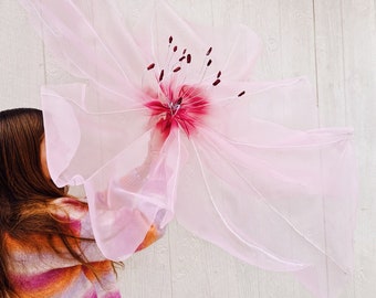 Giant organza cherry blossom flowers. Large fabric Sakura flowers. Listing is for ONE flower