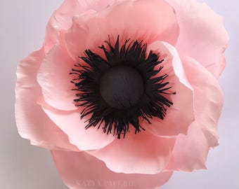 Giant paper poppy Crepe paper anemone. Alice in Wonderland party props. Hanging wall flowers Girl nursery wall paper poppy Secret garden